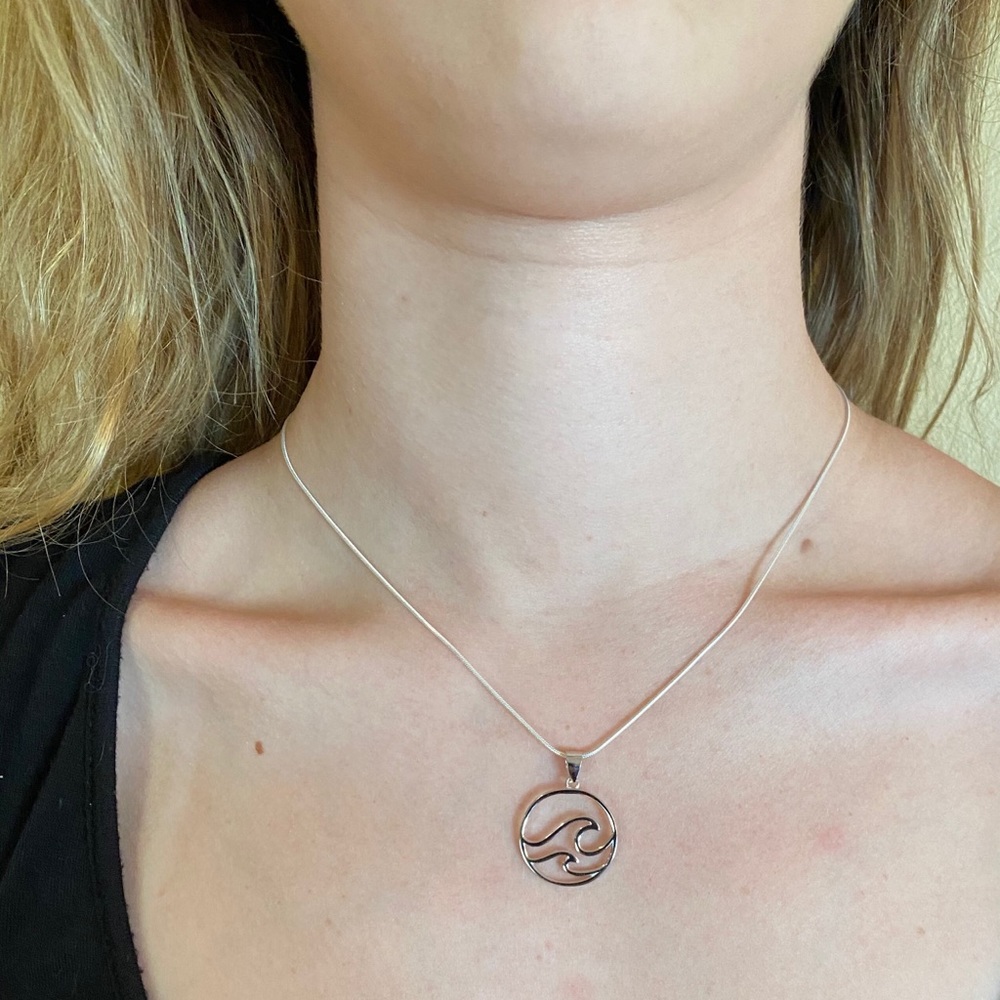 Sterling Silver Wave Necklace - Picture 4 of 12